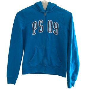 P.S. Aeropostale 2009 Y2K Blue Zip Up Hooded Sweatshirt Girls Size XL